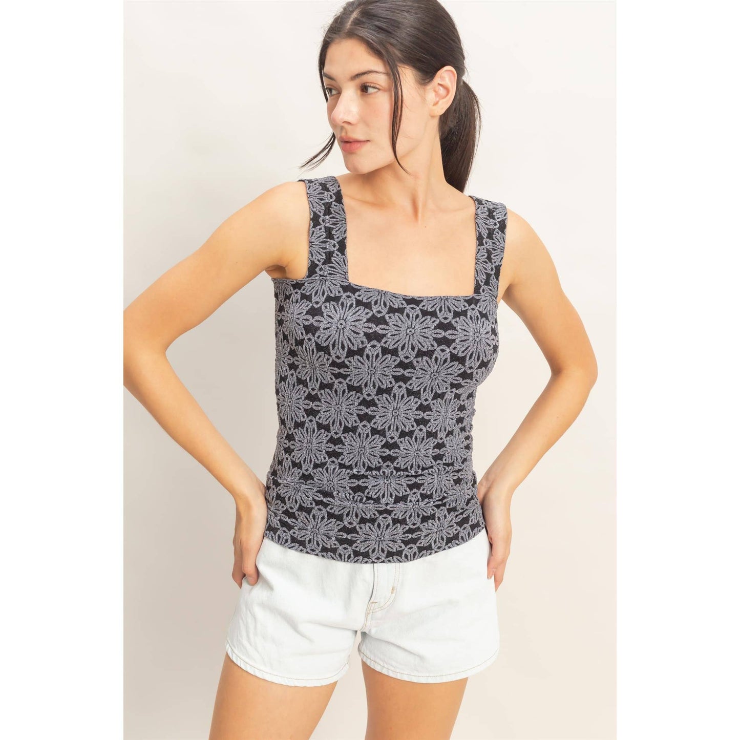 Floral Jacquard Tank