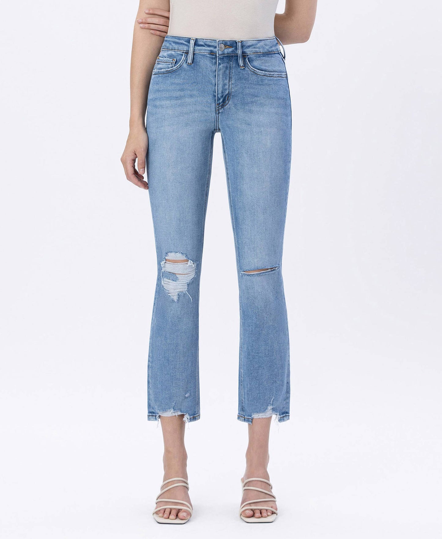 HIGH RISE CROP SLIM STRAIGHT JEANS LV1397