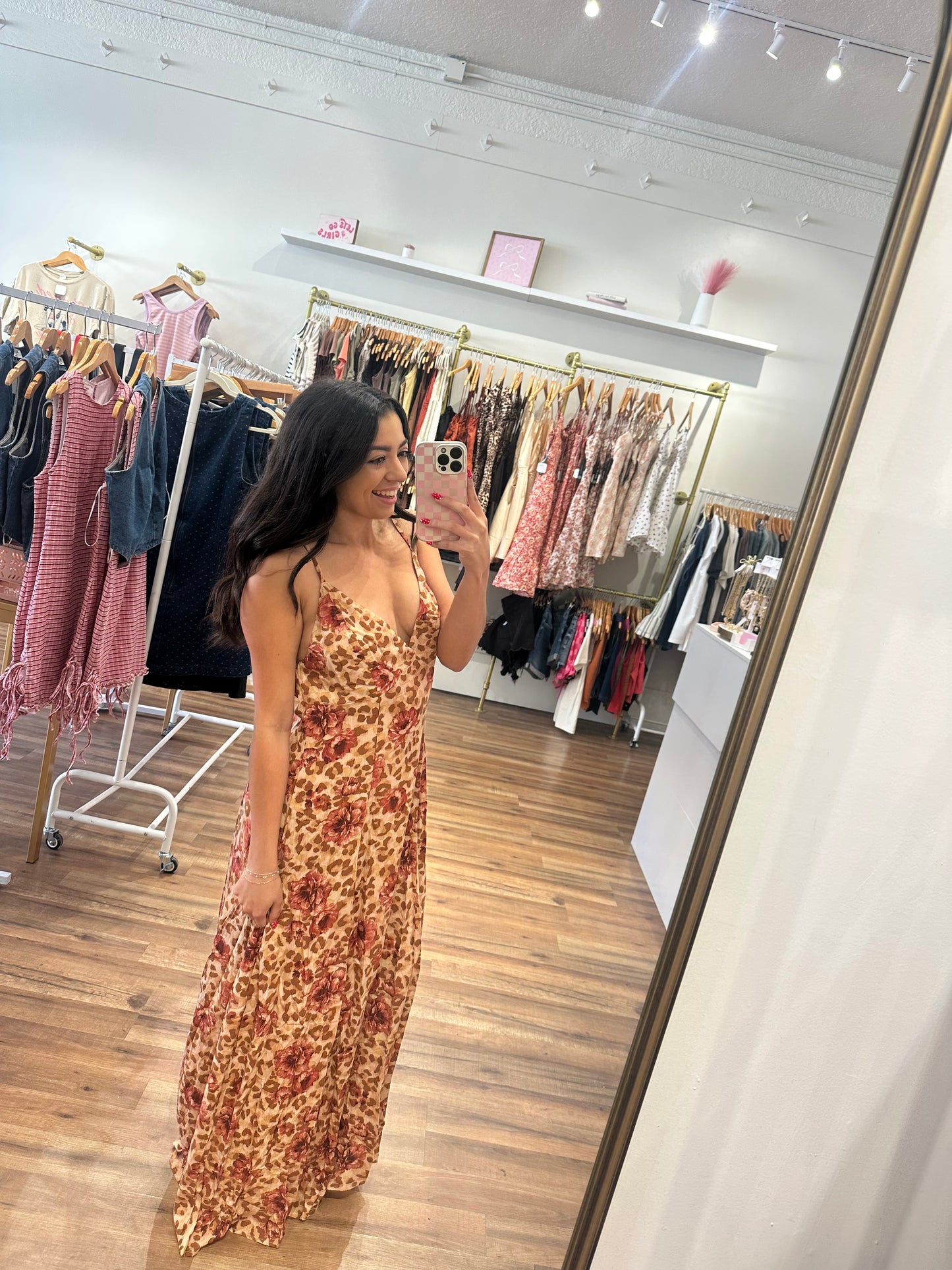 Leopard floral Maxi Dress