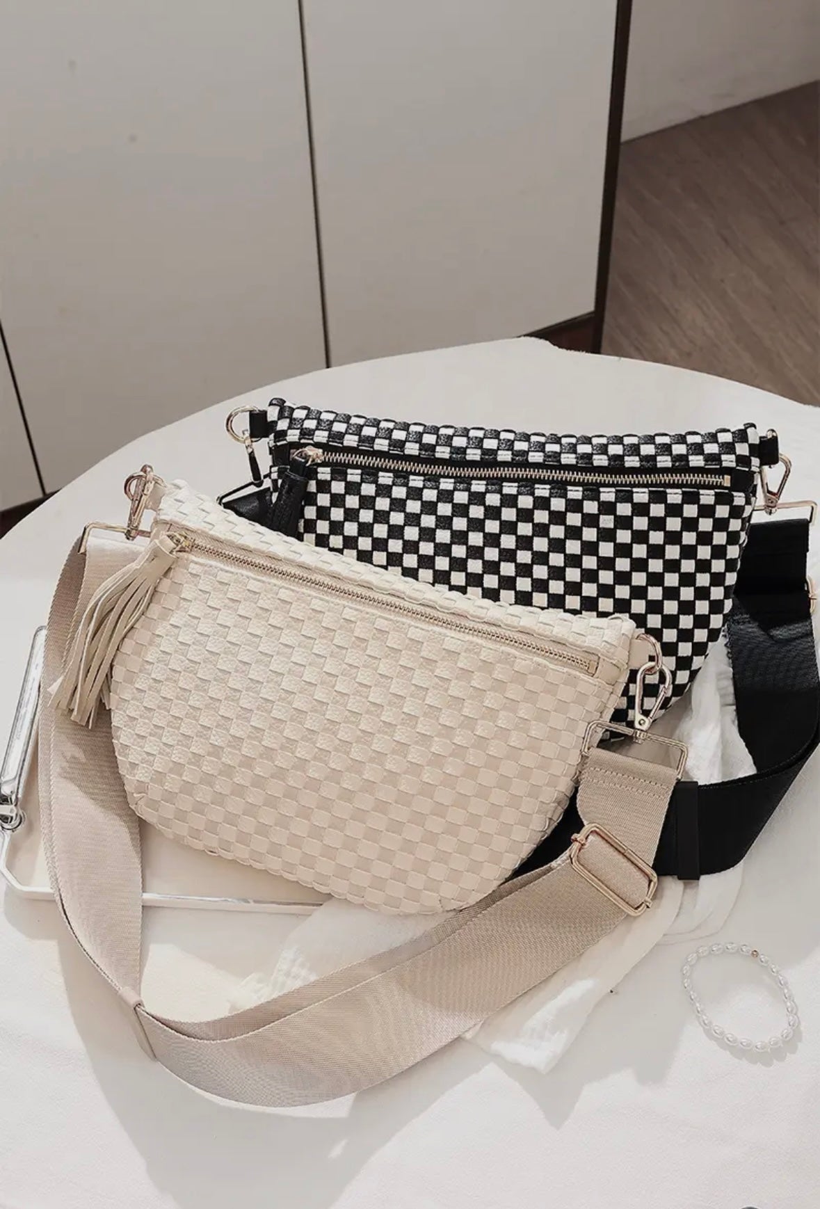 Beige Checkered bag