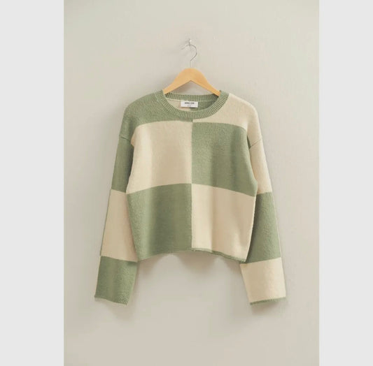 Sage checkered sweater