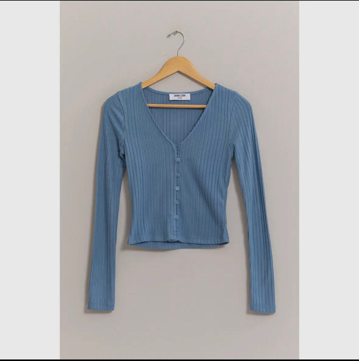 Ribbed button front top