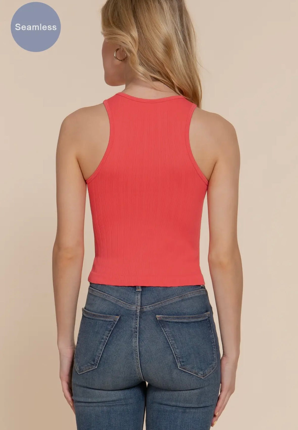 Crew neck seamless rib tank
