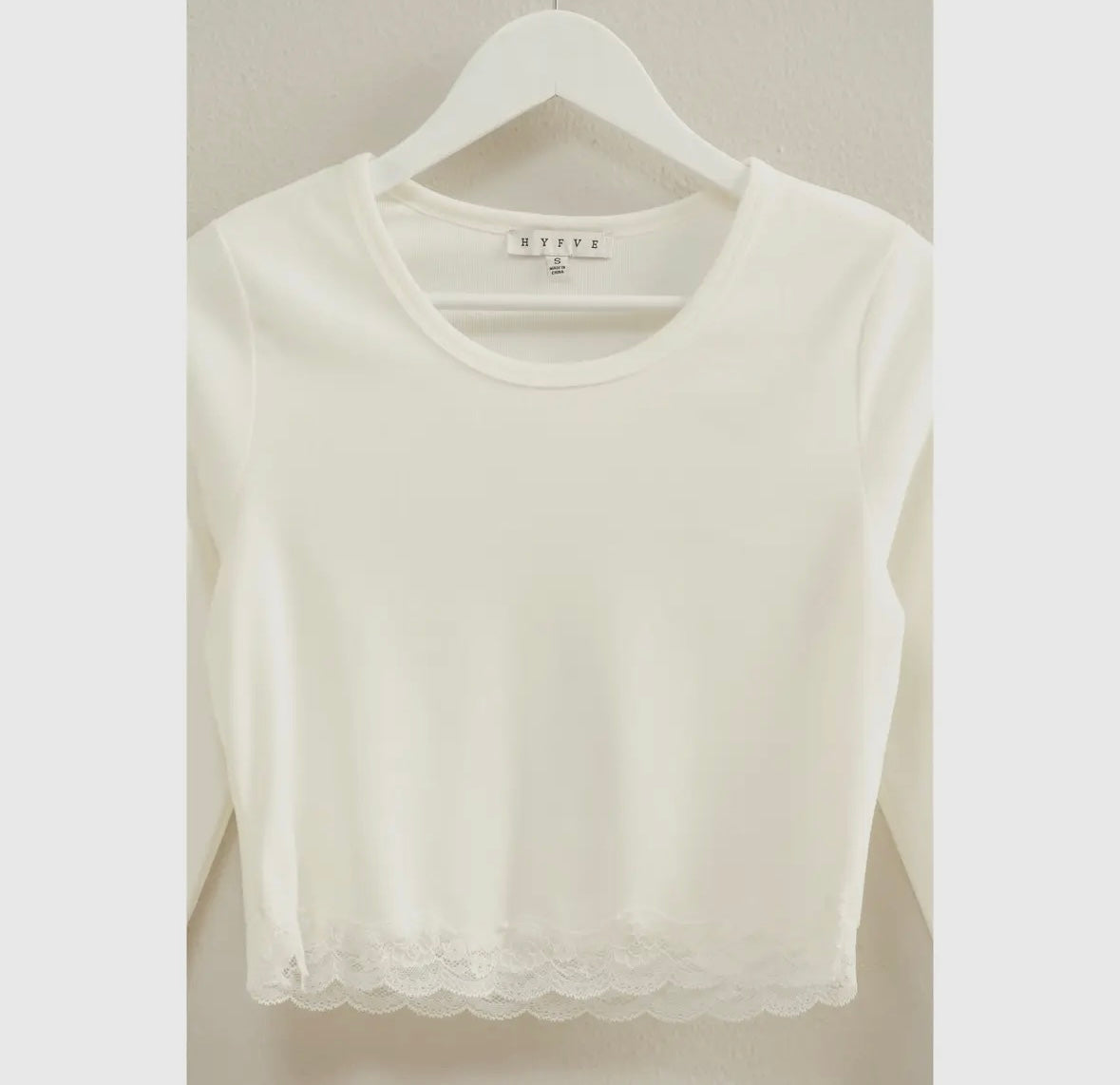 Lace trim long sleeve