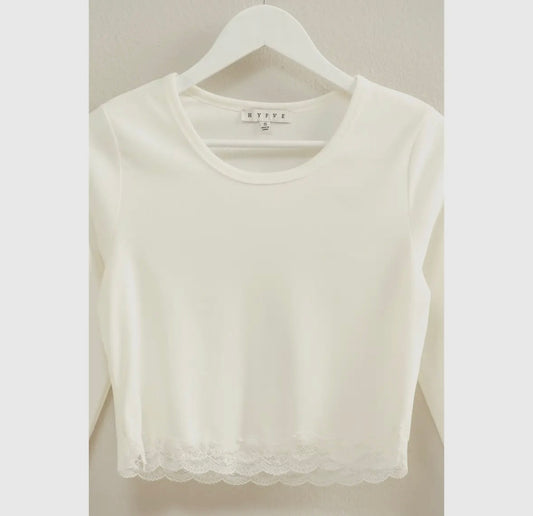 Lace trim long sleeve