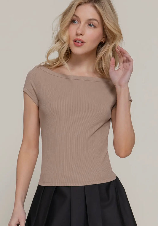 Boat neck rib top