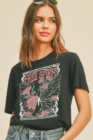 Free spirit butterfly graphic tee