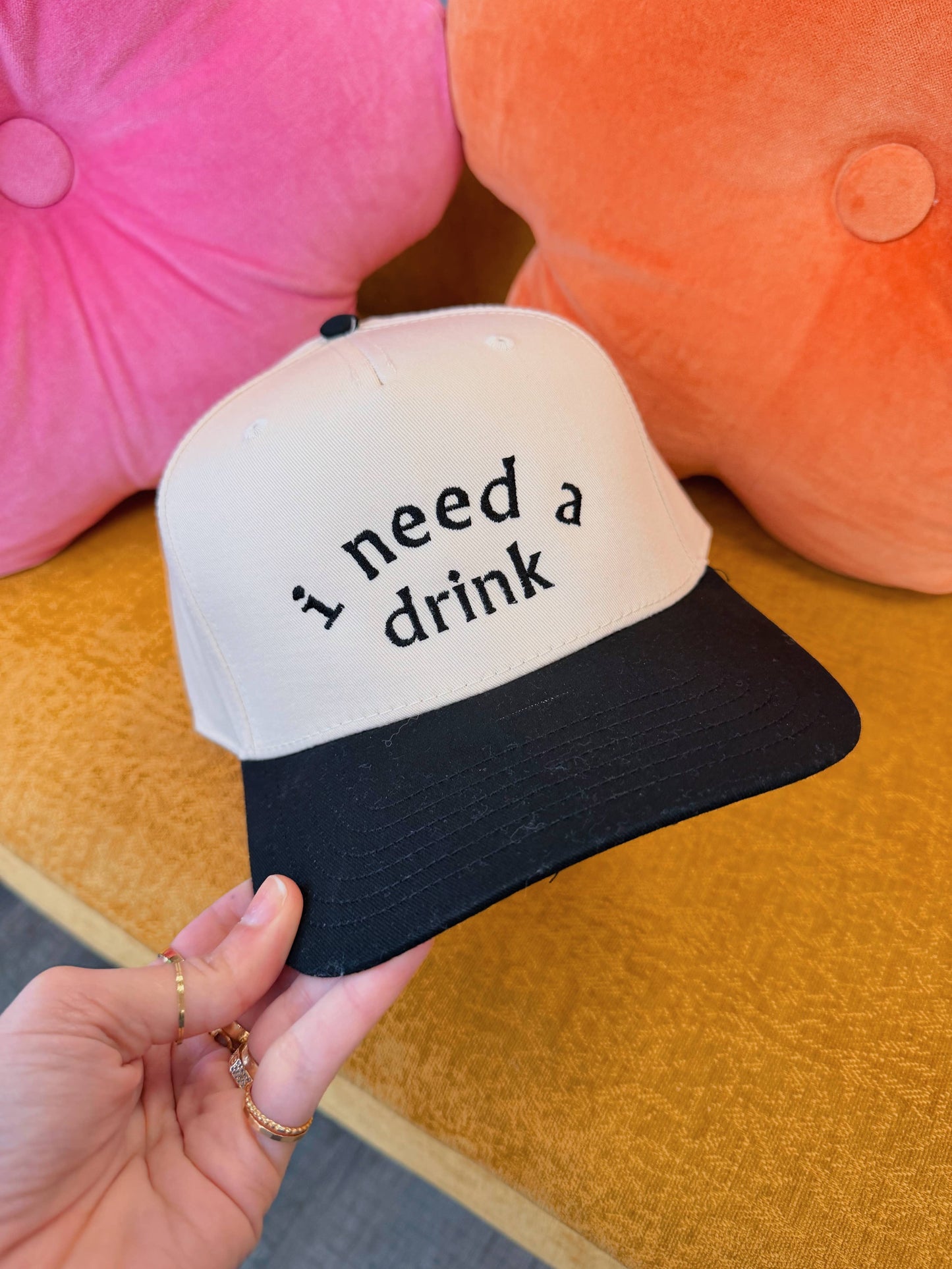 I Need A Drink  Embroidered Hat (Drinking)