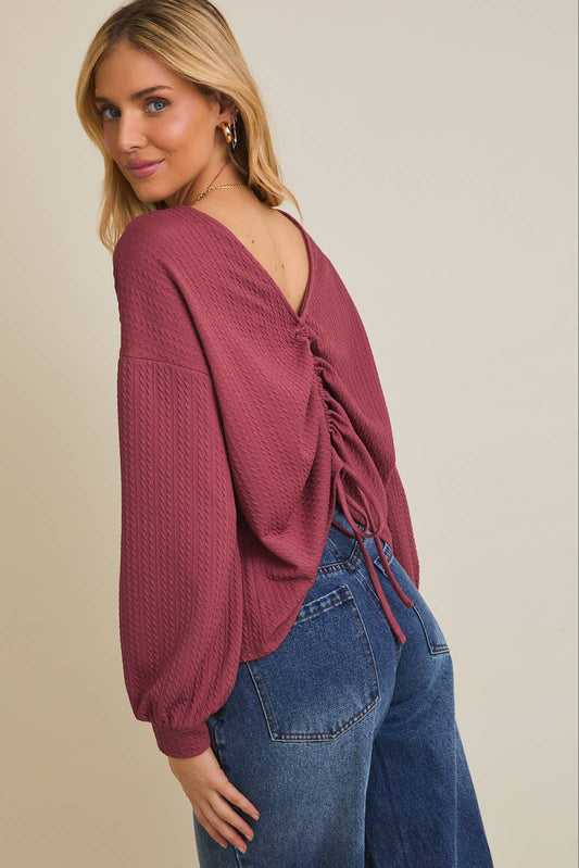 Mauve BACK RUCHING CABLE TOP