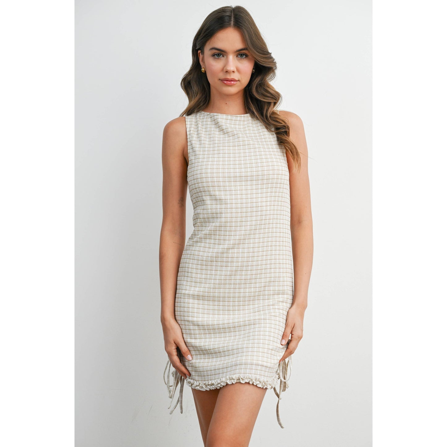 Red check mini dress