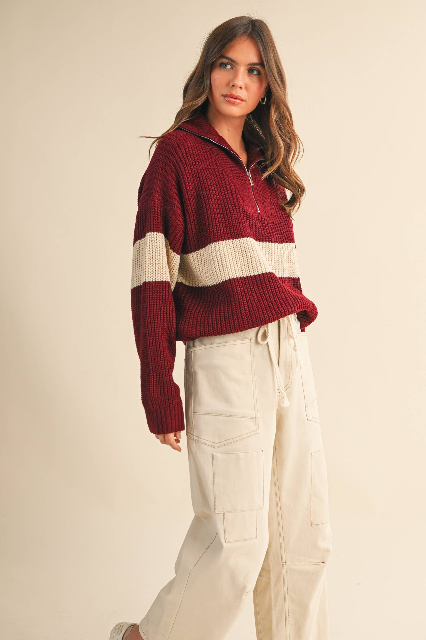 Burgundy Half zip sweater