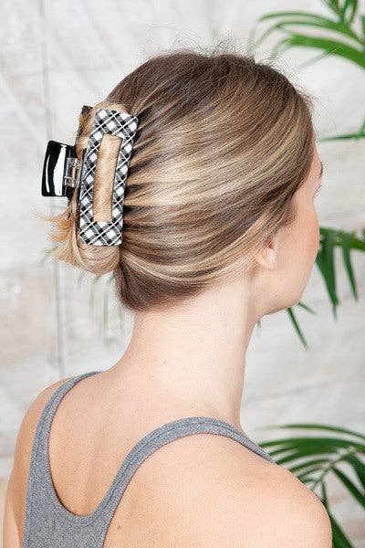 LARGE PLAID HAIR CLAW CLIPS | 40H532
