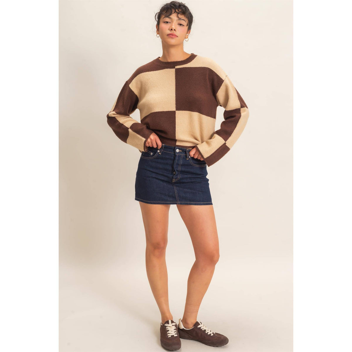 Sage Checkered Sweater