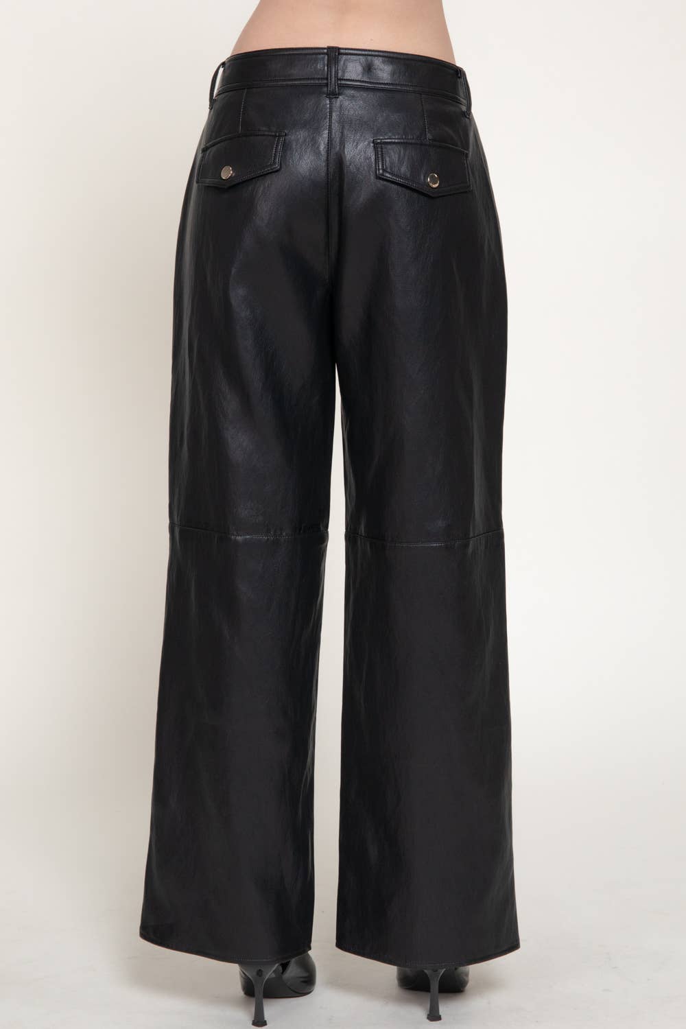 Straight Leg Texture Faux Leather Long Pants