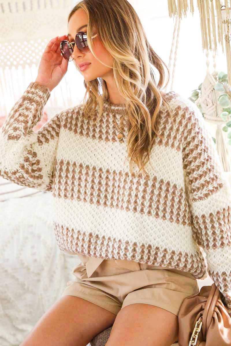 Mocha Color Block Sweater