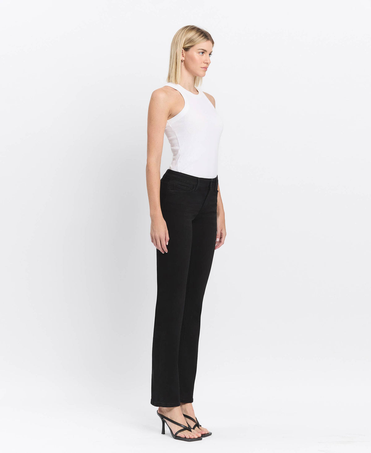 MID RISE FULL LENGTH BLACK BOOTCUT JEANS LV1171