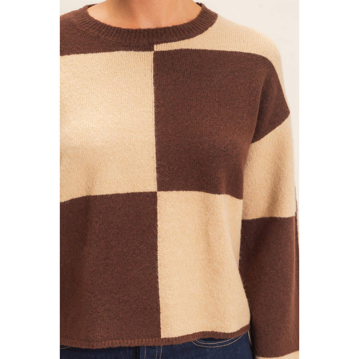 Sage Checkered Sweater