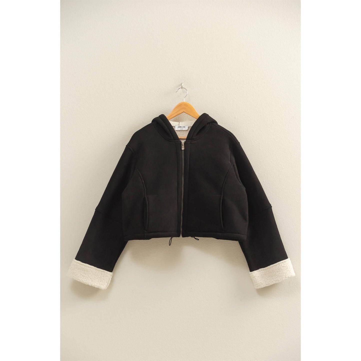 Suede Hooded  Zip-Up Jacket