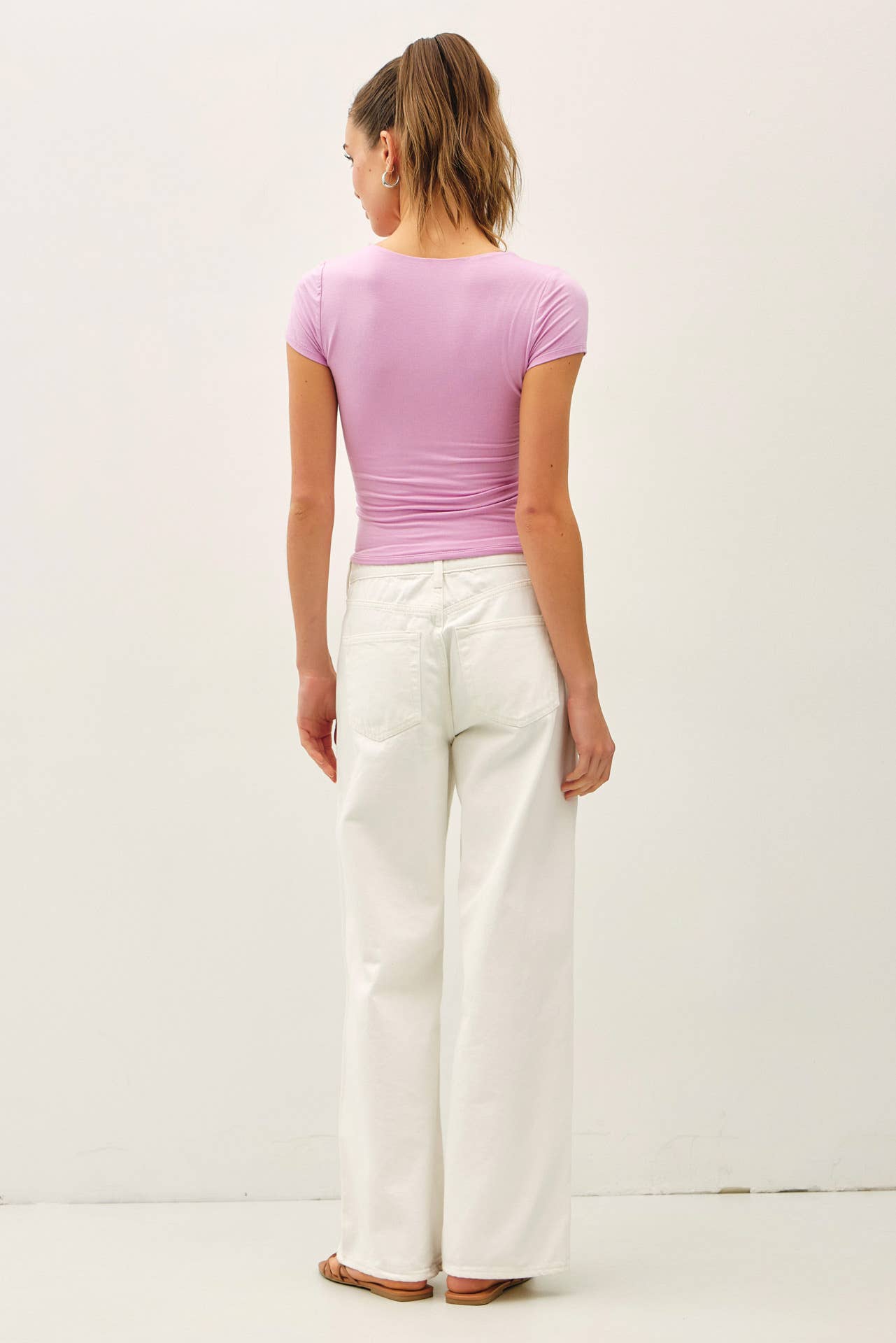 SQUARE NECK KNIT TEE