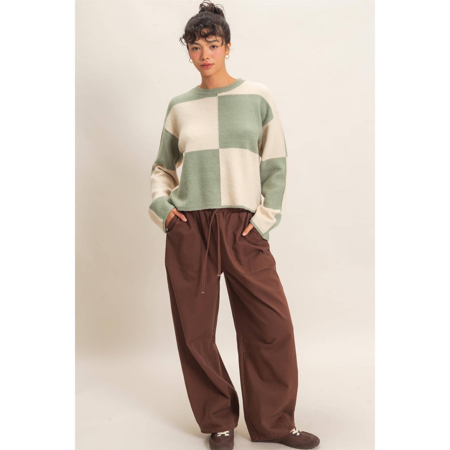 Sage Checkered Sweater