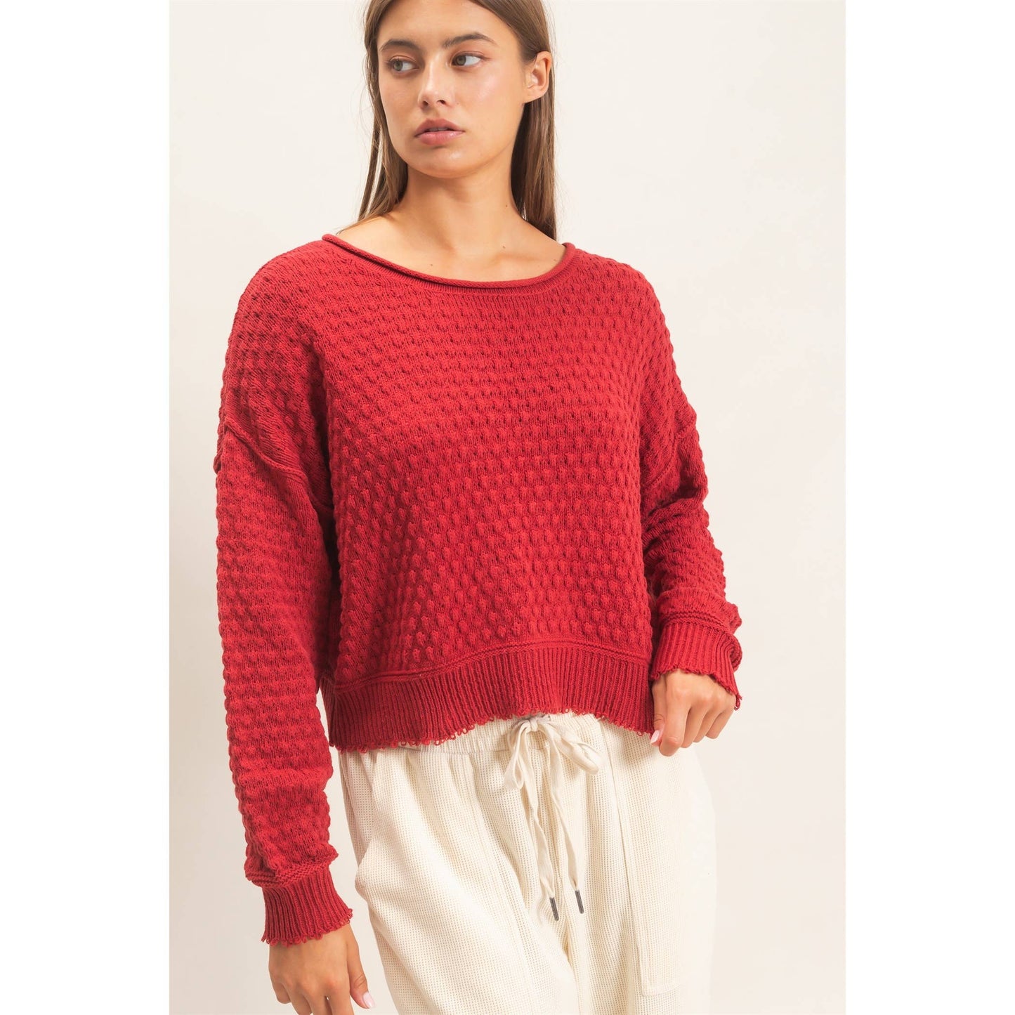 Boat Neck distressed Sweater
