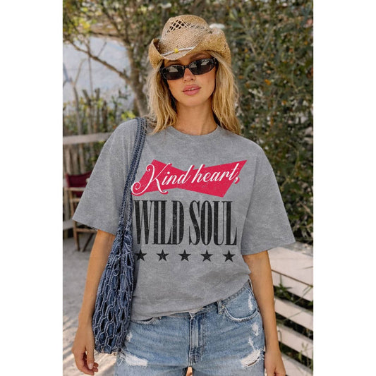KIND HEART WILD SOUL OVERSIZED MINERAL GRAPHIC TEE