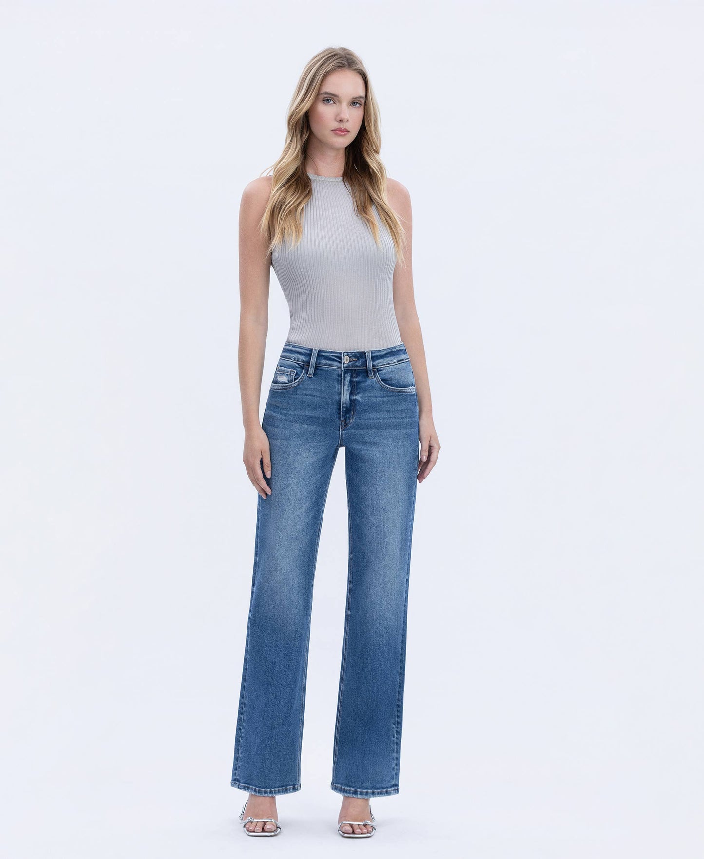 BRANDY HIGH RISE FULL LENGTH SLIM WIDE JEANS T6502