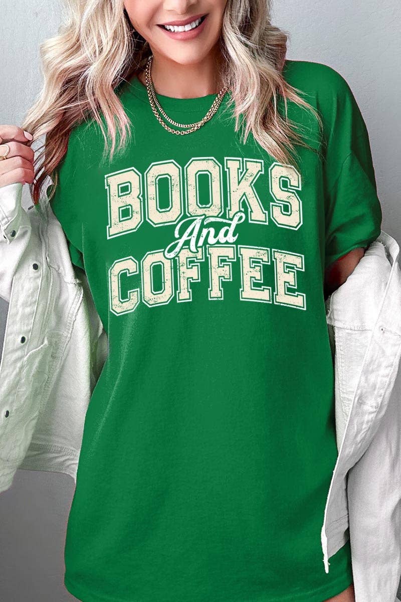 Books and Coffee Graphic Heavy Cotton Tee