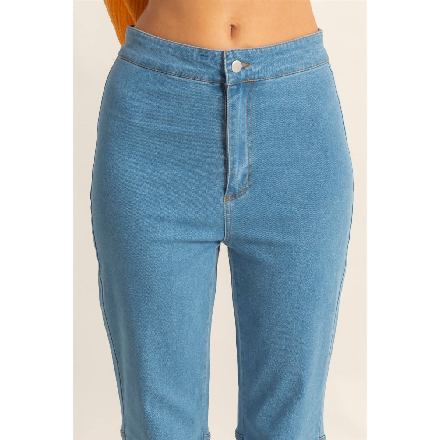 High-Waist  Denim Flared Pants