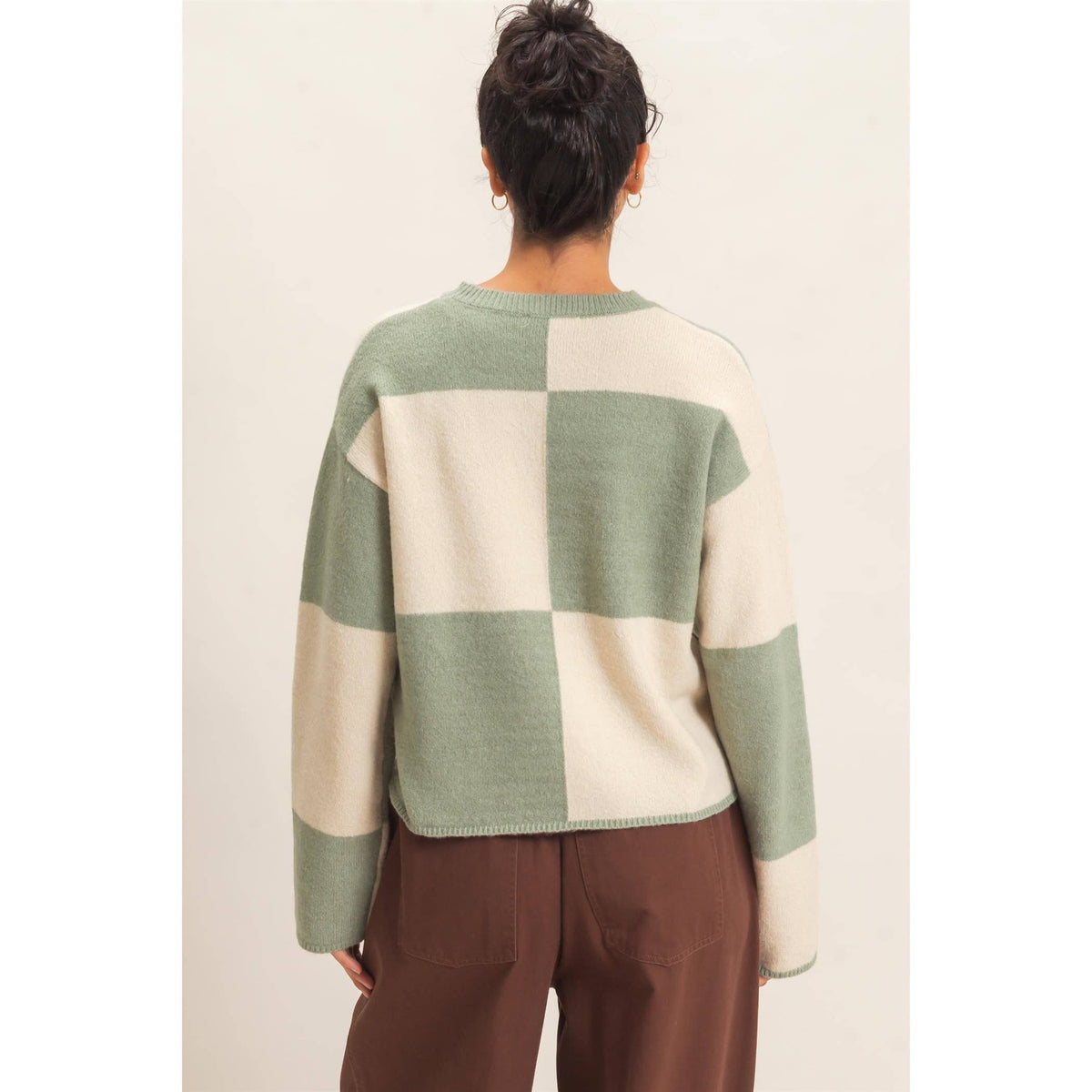 Sage Checkered Sweater