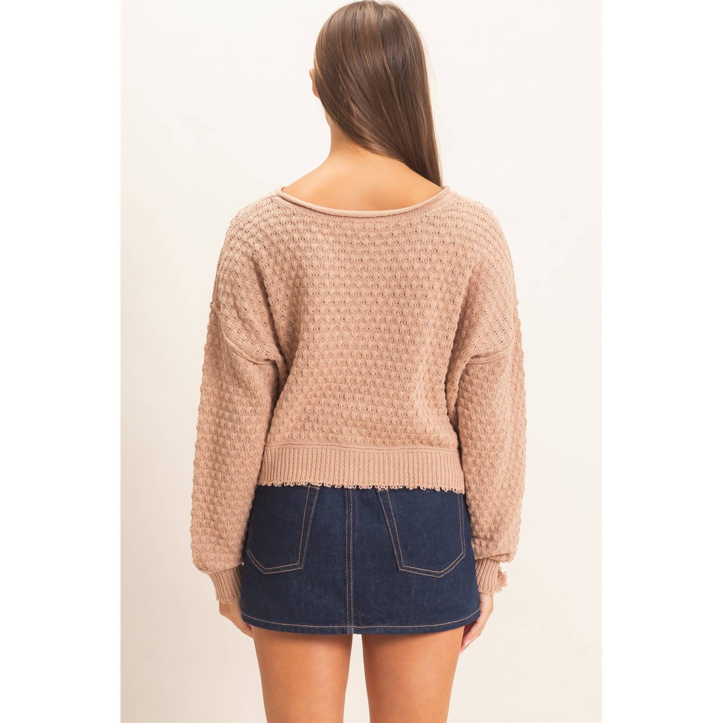 Boat Neck distressed Sweater