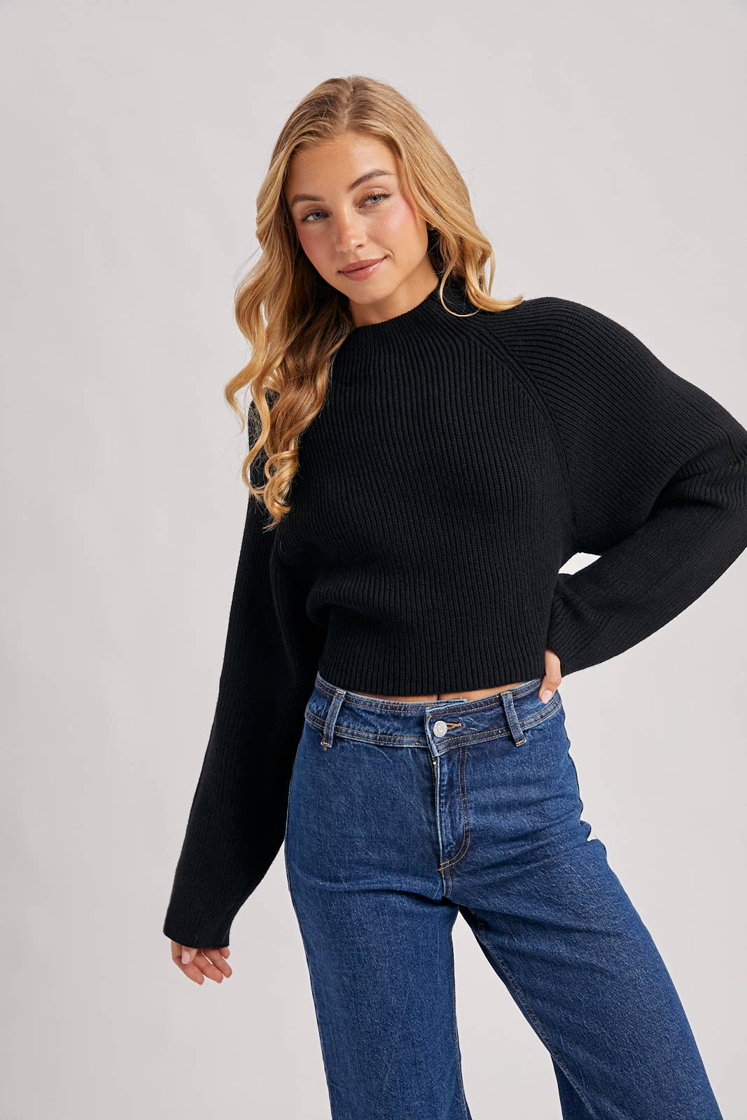 OPEN BACK TIE SWEATER