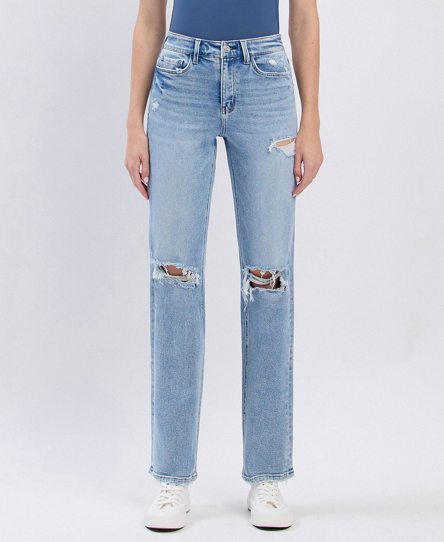 ALLY HIGH RISE DISTRESSED STRAIGHT JEANS