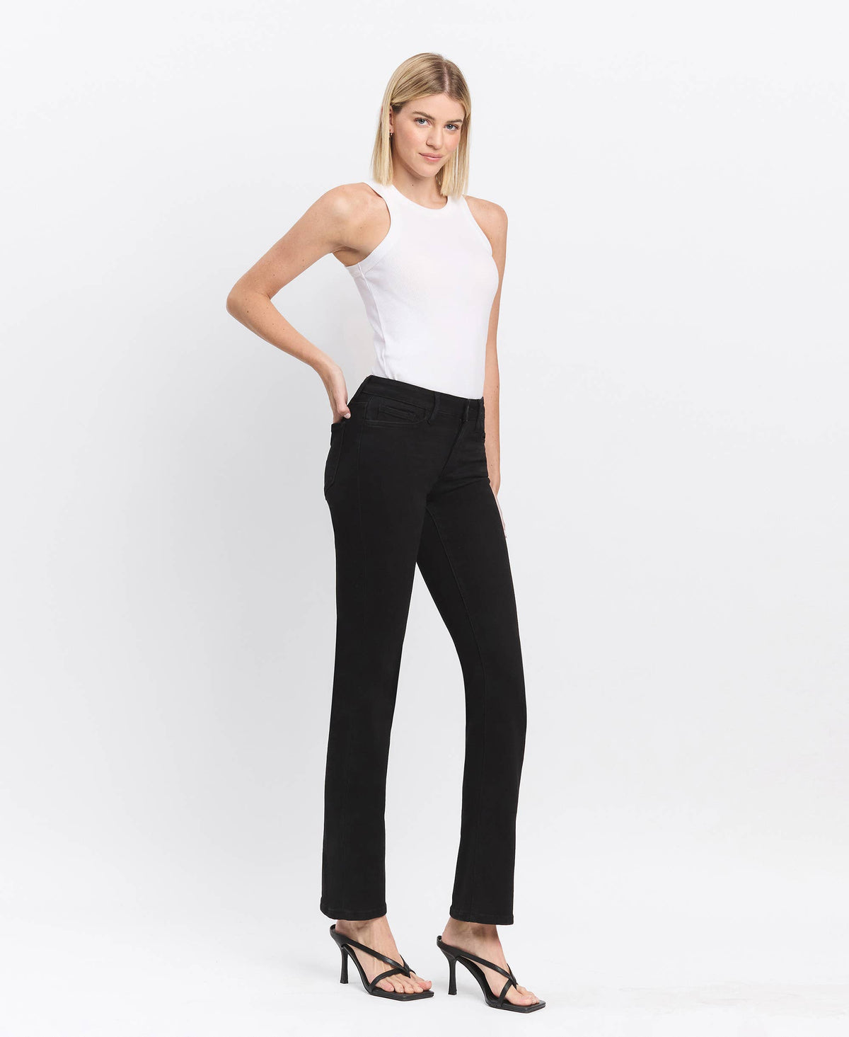 MID RISE FULL LENGTH BLACK BOOTCUT JEANS LV1171