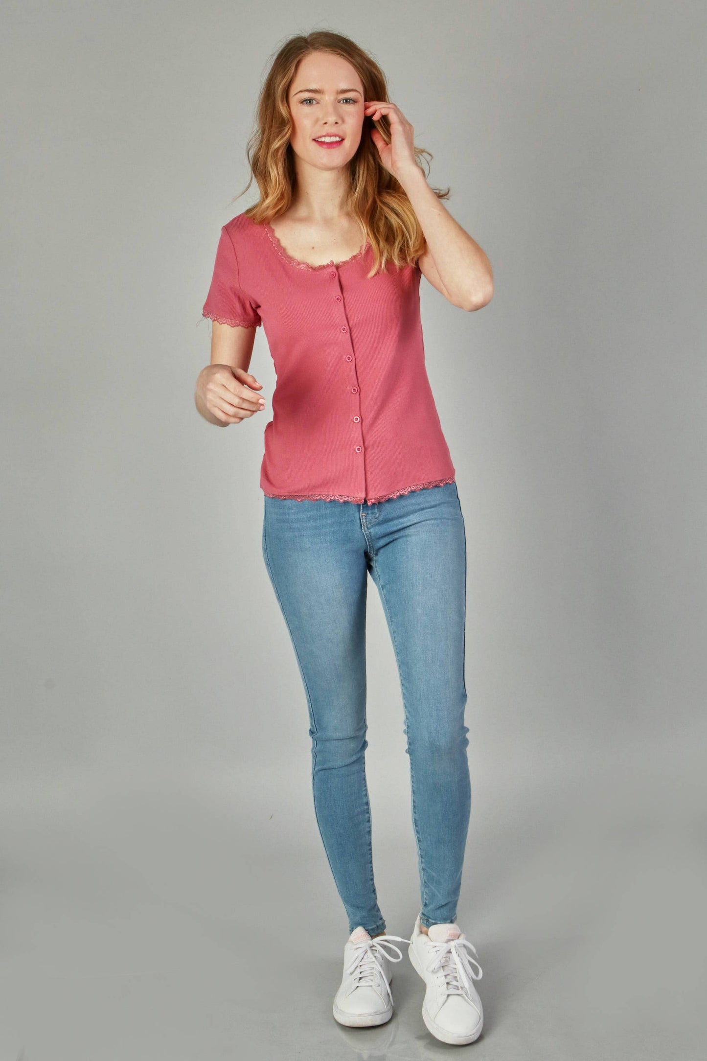Button lace top