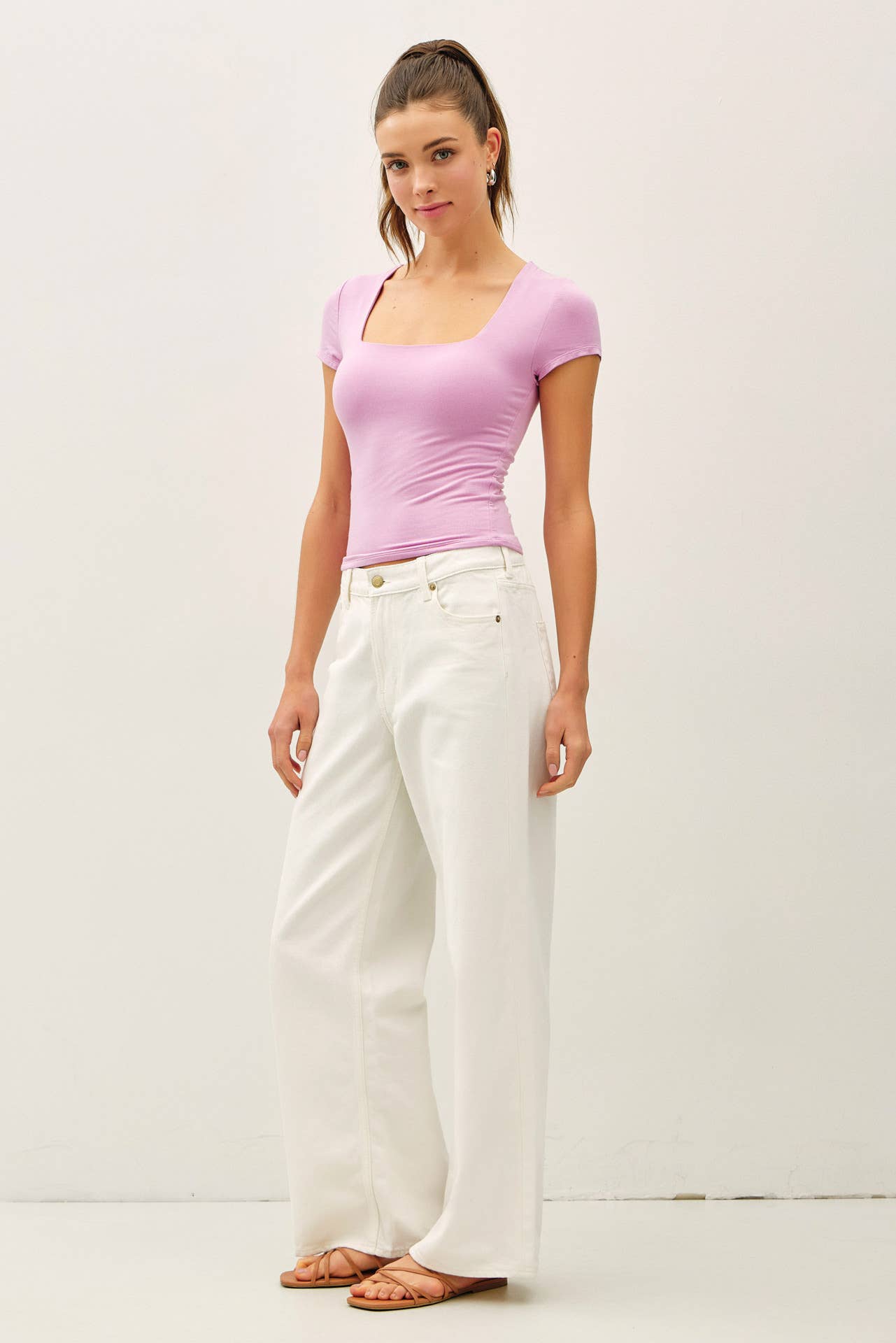 SQUARE NECK KNIT TEE