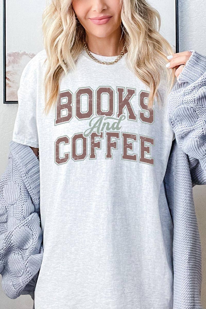 Books and Coffee Graphic Heavy Cotton Tee