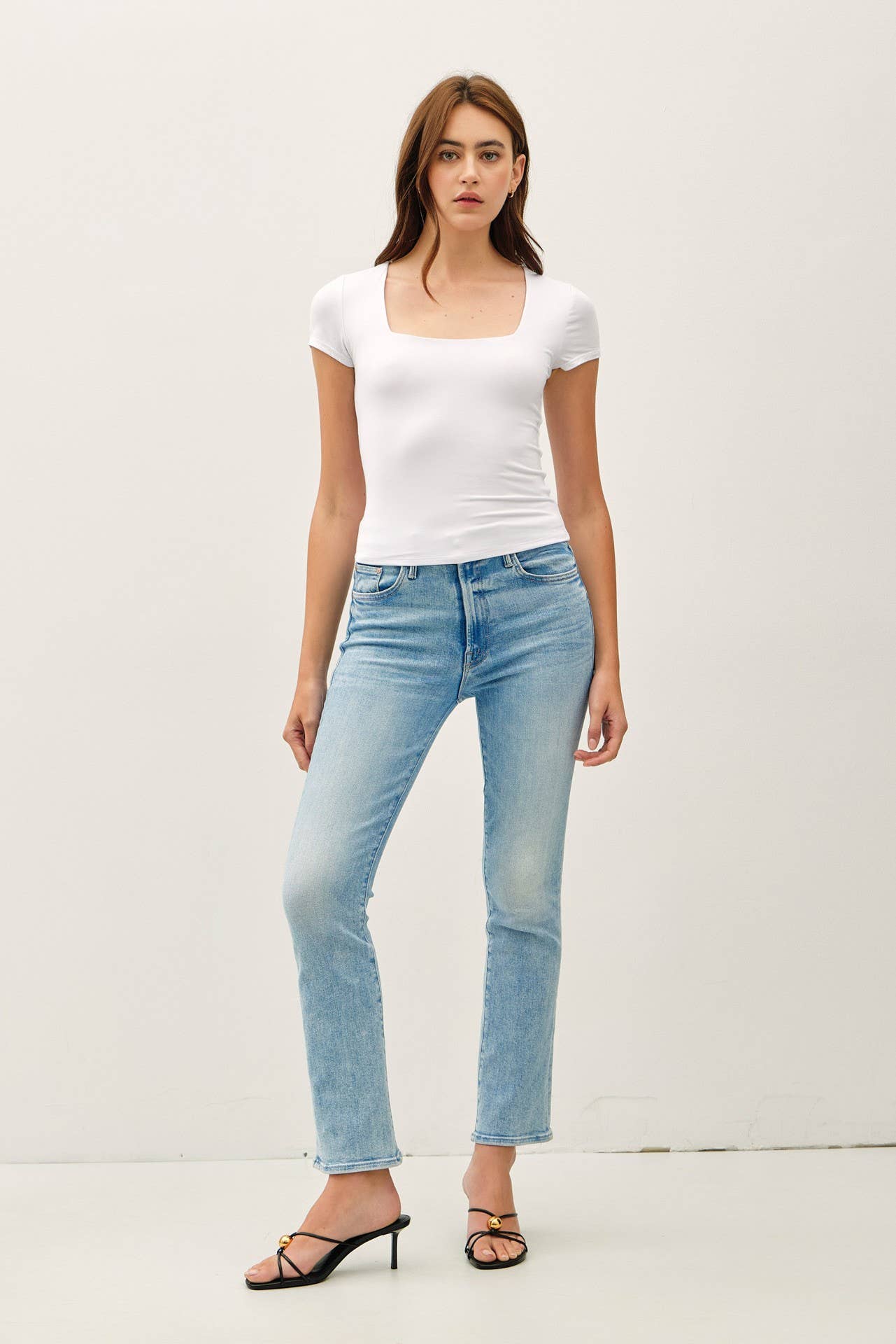 SQUARE NECK KNIT TEE