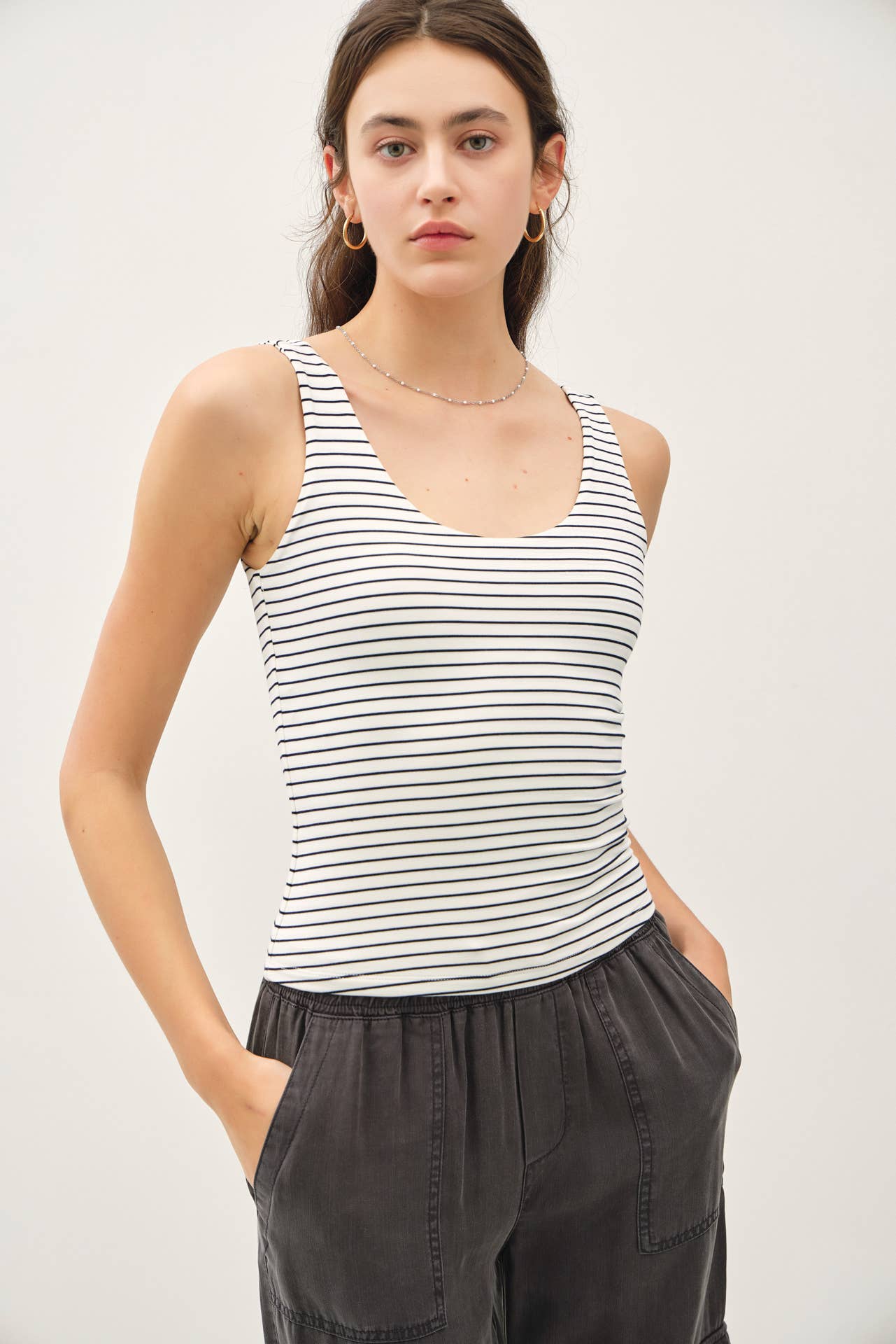 ULTRA SOFT DOUBLE LINED STRIPED TANK