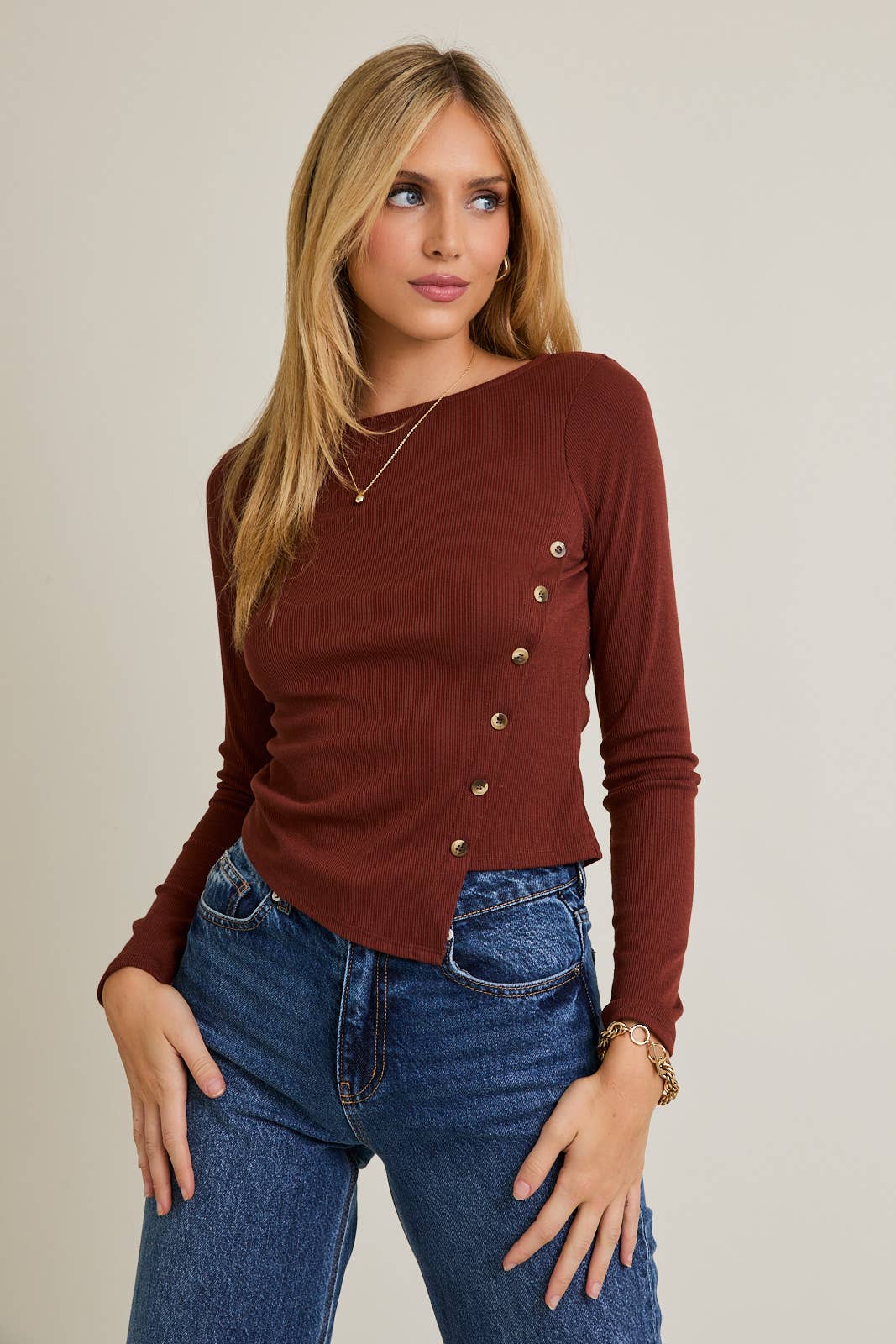 Rust button long sleeve