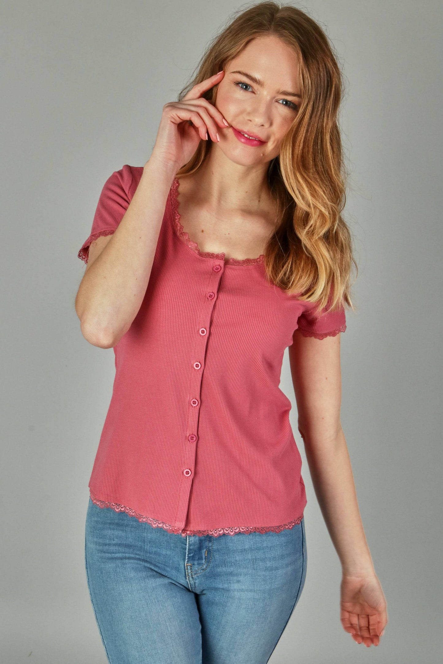 Button lace top