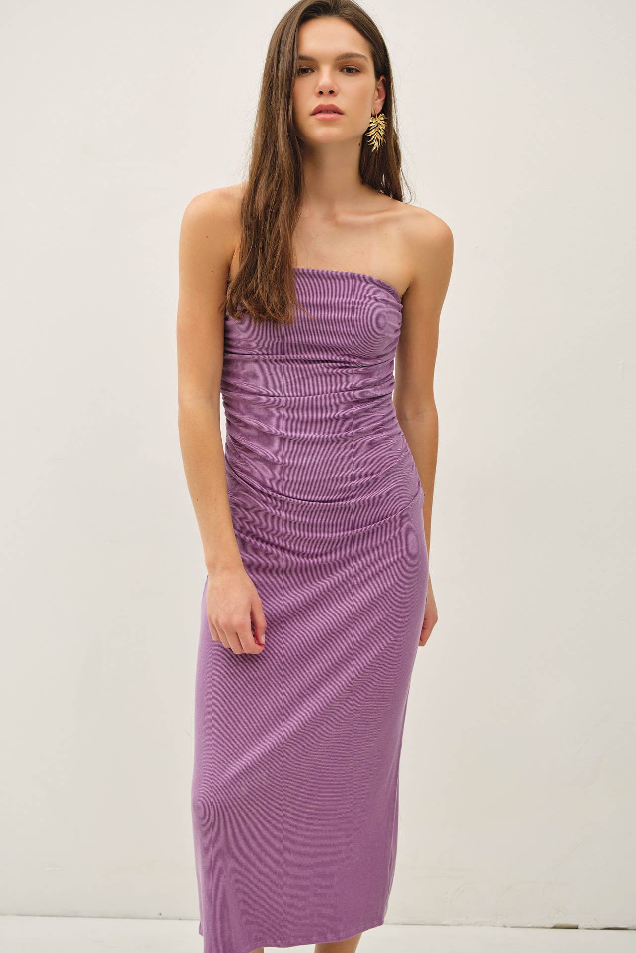 BASIC RIBBED MIDI TUBE DRESS