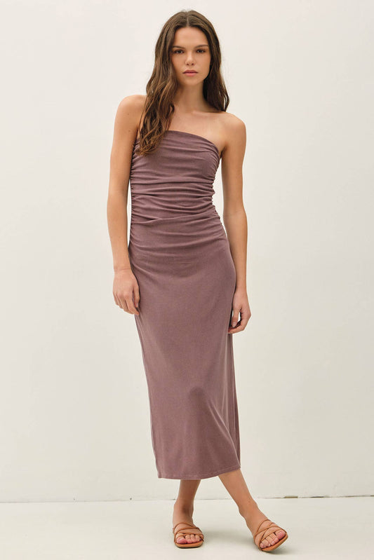 BASIC RIBBED MIDI TUBE DRESS