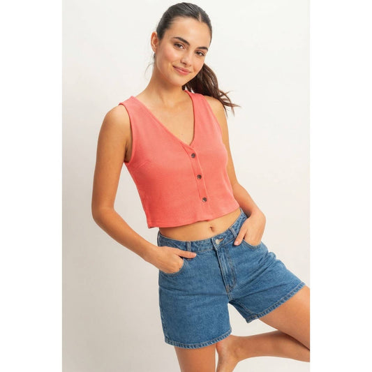 Coral waffle vest
