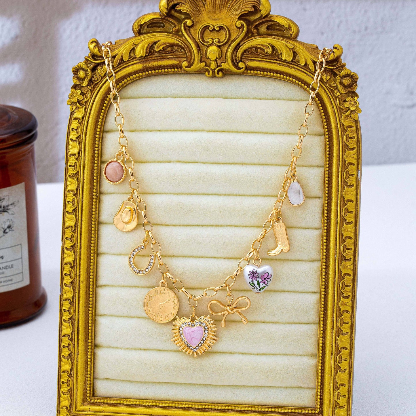 Pink Heart & Western Charm Necklace | 80N93228