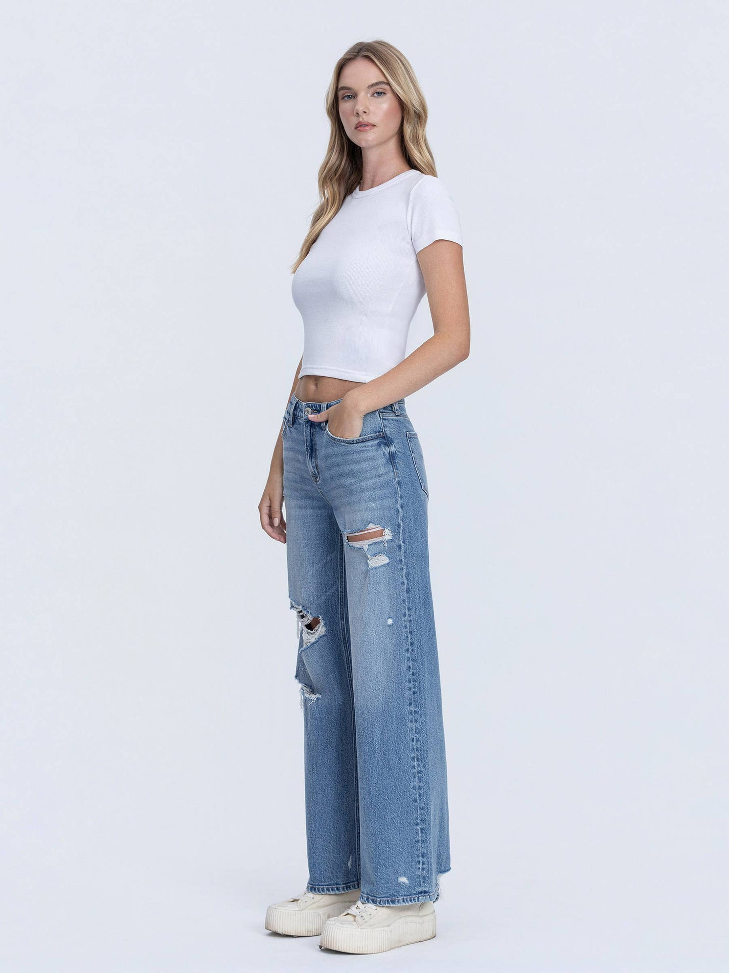 HIGH RISE WIDE LEG JEANS T7248