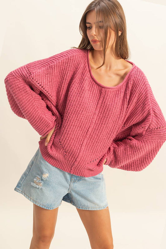Berry Drop Sleeve Sweater
