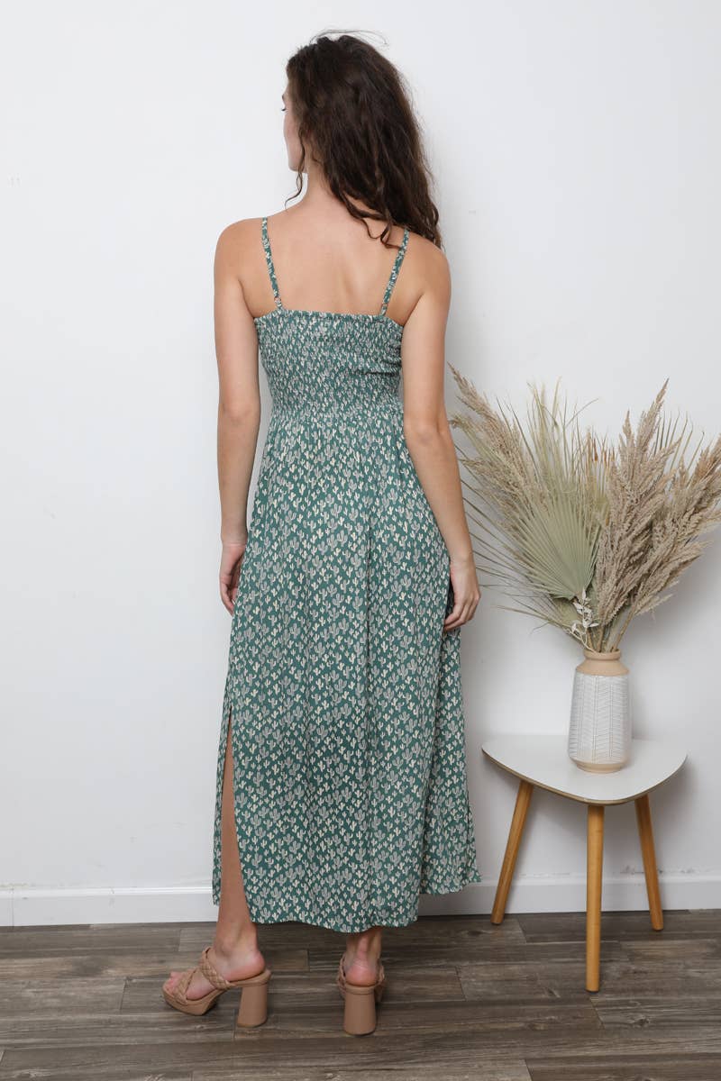 F4B48-W980 V NECK TWIST FRONT MAXI DRESS WITH CUTOUT