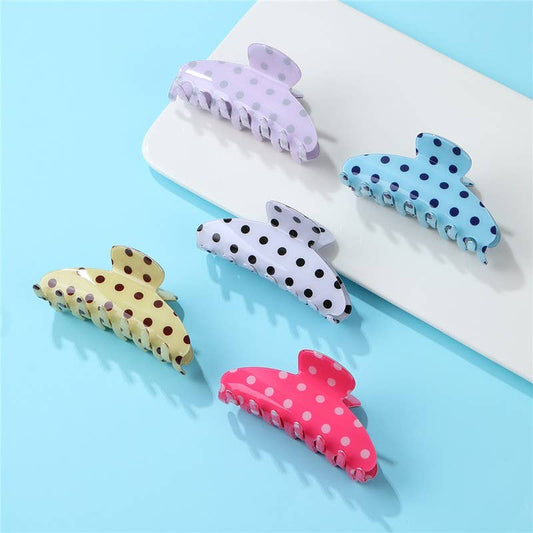 Retro Polka Dot Hair Claw - Glossy Spotted French | 40H1099