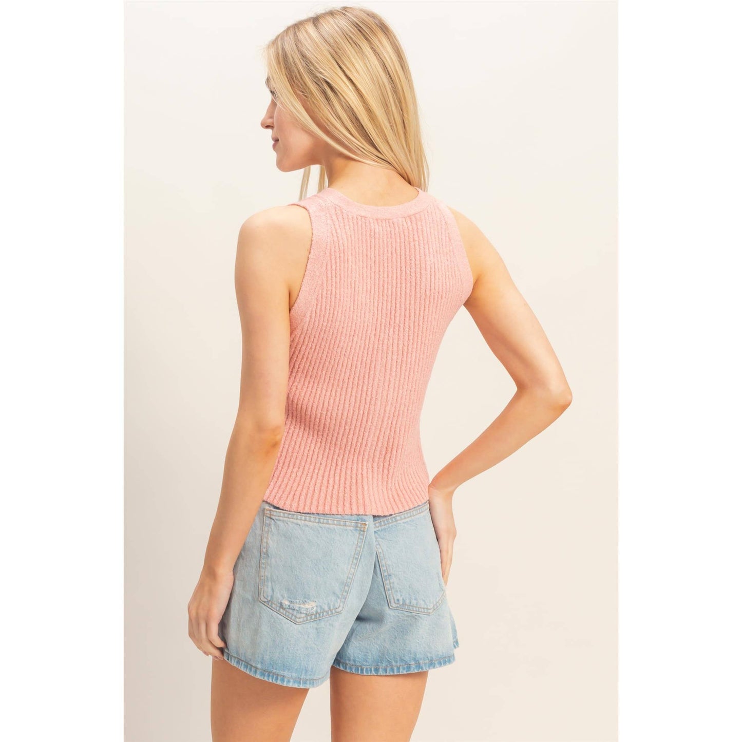 Ribbed Buttoned Tank